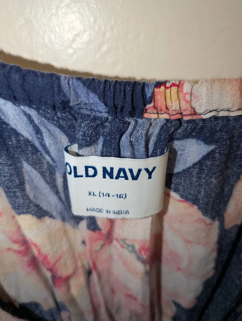 Old Navy Navy Floral Slip Dress with Peach Blooms Size 14/16
